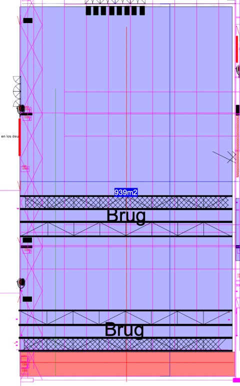 Floor plan of Studio 1 with two lighting bridges across the room